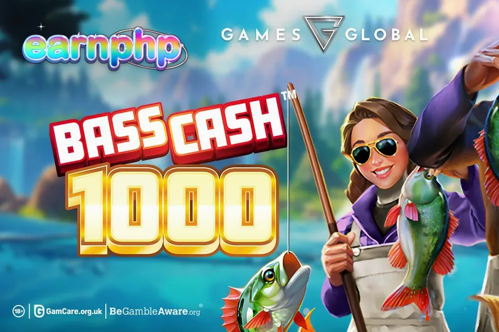Isang visual na representasyon ng Bass Cash 1000 slot game na nagpapakita ng mga simbolo ng isda at mga bonus feature.